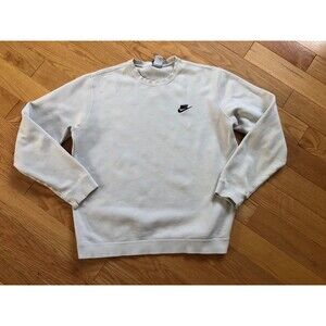 Nike Sportswear Mens Large Crew Neck Sweatshirt White Pre-owned Pullover Logo